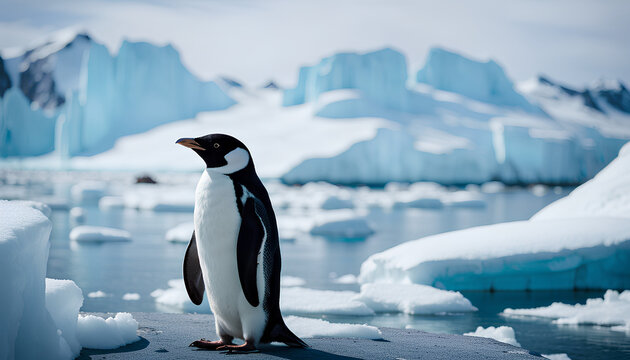 Antarctica with penguins
