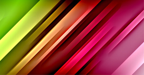 Fototapeta premium Dynamic Bright Colorful Lines, Shadow Style Stripes Geometric Vector Illustration For Wallpaper, Banner, Background, Card, Book Illustration, landing page