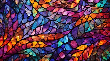 Intricate and colorful stained glass patterns forming a beautiful illustrated mosaic