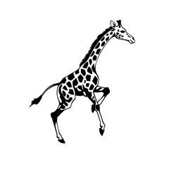giraffe running Logo Monochrome Design Style - obrazy, fototapety, plakaty
