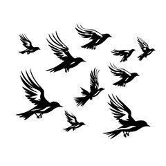 Flock Of Birds Logo Monochrome Design Style
