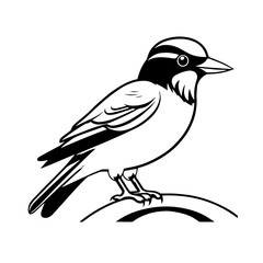 Great Myna Bird Logo Monochrome Design Style