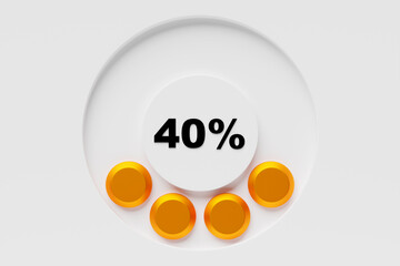 3d illustration of speed measuring speed icon. Colorful  panel  icon, pointer points to  orange   color