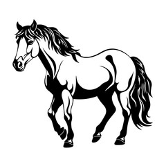 Obraz na płótnie Canvas White Horse Logo Monochrome Design Style