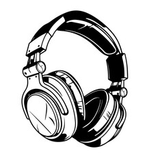Headphones Logo Monochrome Design Style