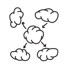 Cloud arrows and abstract doodle lettering vector design set