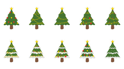 Christmas tree illustration. christmas tree silhouette with decorations, vector illustration isolated on white background, template for design, greeting card, invitation.