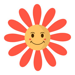 Cute character with various shape. Cute star, flower, sun, and heart in doodle face. 