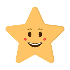 Cute character with various shape. Cute star, flower, sun, and heart in doodle face. 