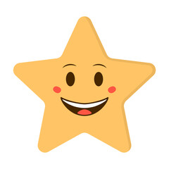 Cute character with various shape. Cute star, flower, sun, and heart in doodle face. 