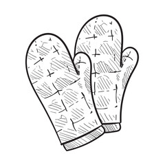oven mitt handdrawn illustration