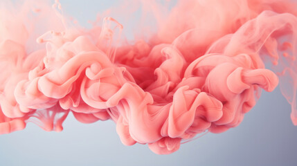 Fototapeta premium Pink ink in water on a soft blue background
