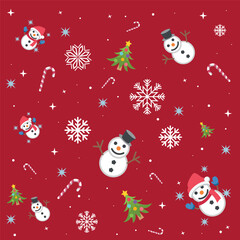 christmas seamless pattern with snowman
