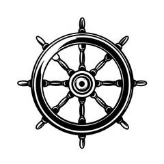 Captains Wheel Logo Monochrome Design Style
