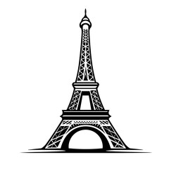Fototapeta na wymiar Eiffel Tower Logo Monochrome Design Style