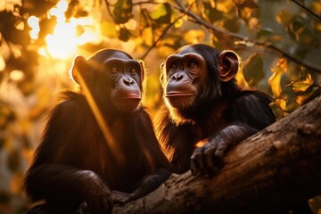 Delight in the adorable charm of a chimpanzee through a captivating selfie. Generative AI - obrazy, fototapety, plakaty