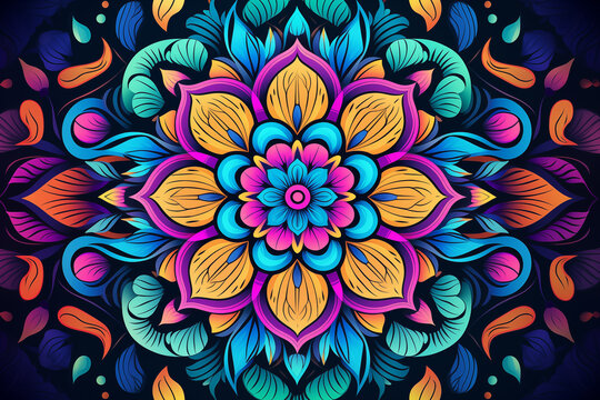 colorful floral mandalas background