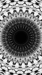 Mandala circle. Kaleidoscope design. Black ink symmetrical round shape geometric pattern on white creative abstract art illustration background.