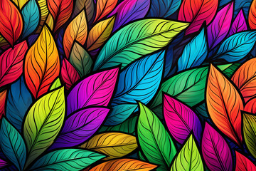 Fototapeta na wymiar colorful leaf doodle