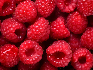 An Overhead Photo of Fresh Raspberries Covered in Water Drops