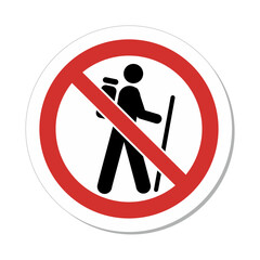 ISO Prohibition Circular Sign: No Hiking Symbol