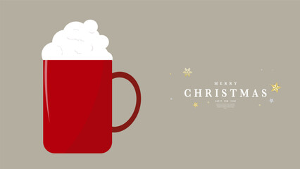 Red coffee mug with Christmas drink , Merry Christmas  and Happy New Year background ,element in Christmas holiday , Flat Modern design , illustration Vector EPS 10