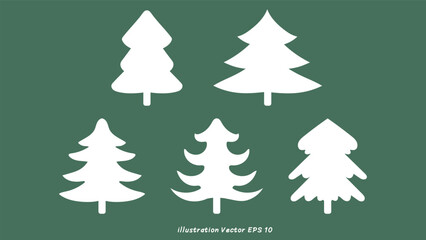 Merry Christmas with Christmas tree hand drawn with star on green background ,for content online, Simple cartoon flat style. illustration Vector EPS 10