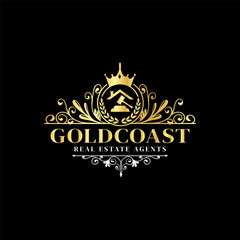 GoldCast Real Estate Agents Property logo design icon element vector