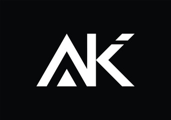 Initial monogram letter AK logo Design vector Template. AK Letter Logo Design. 
