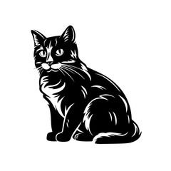 Black Cat Logo Monochrome Design Style
