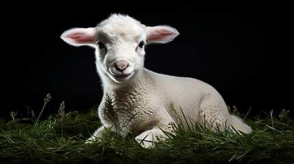 Lamb (8 weeks old) isolated on grass