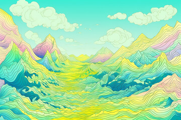 high mountain painting style view
