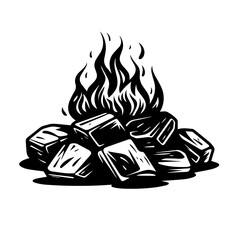 Burning Coal Logo Monochrome Design Style