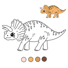 Сoloring page for kids. Cute triceratops dinosaur. Ready to print vector illustration.