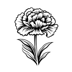 Carnation Fower Logo Monochrome Design Style