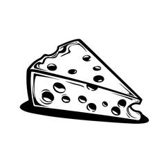 Cheese Piece Logo Monochrome Design Style - obrazy, fototapety, plakaty
