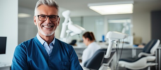 Obraz premium Male dentist in clinic, early in his career.