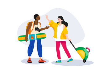 Travelling People characters Illustration concept on white background