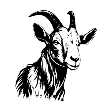 Farm Goat Logo Monochrome Design Style