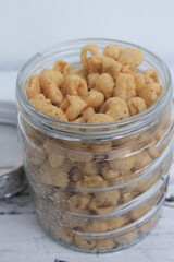 Indonesian snack called potel in a jar on the table