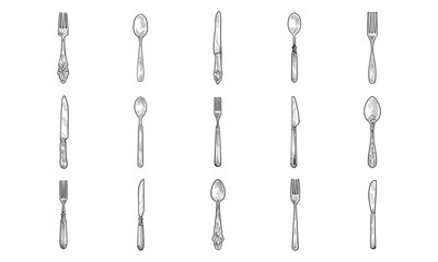 cutlery handdrawn collection