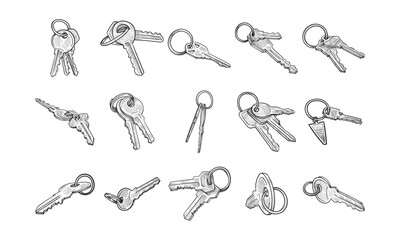 Fototapeta premium key ring handdrawn collection