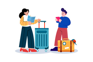 Travelling People characters Illustration concept on white background