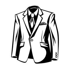 Mens Suit Jacket Logo Monochrome Design Style