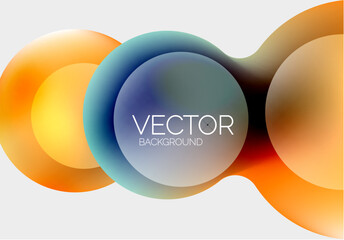 Beautiful flowing round shapes and circles abstract background. Liquid color bubble composition