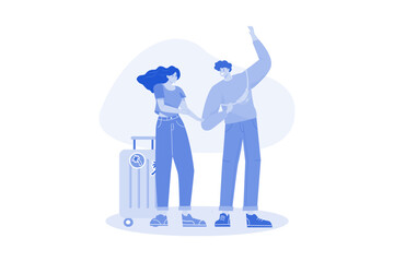 Travelling People characters Illustration concept on white background