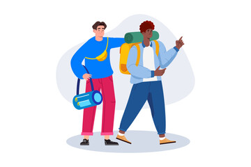 Travelling People characters Illustration concept on white background