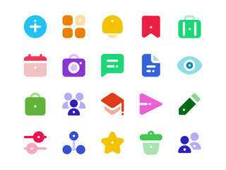 User Interface Icon Pack Colored Style. Material Icon Collection, Perfect for Websites, Landing Pages, Mobile Apps, and Presentations. Suitable for UI UX.