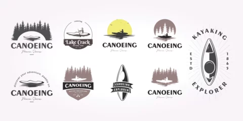 Foto op Canvas kayaking logo design bundle, canoe icon set vector illustration. kayak sport team logo vintage © PyruosID
