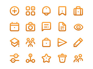User Interface Icon Pack Gradient Outline Style. Material Icon Collection, Perfect for Websites, Landing Pages, Mobile Apps, and Presentations. Suitable for UI UX.